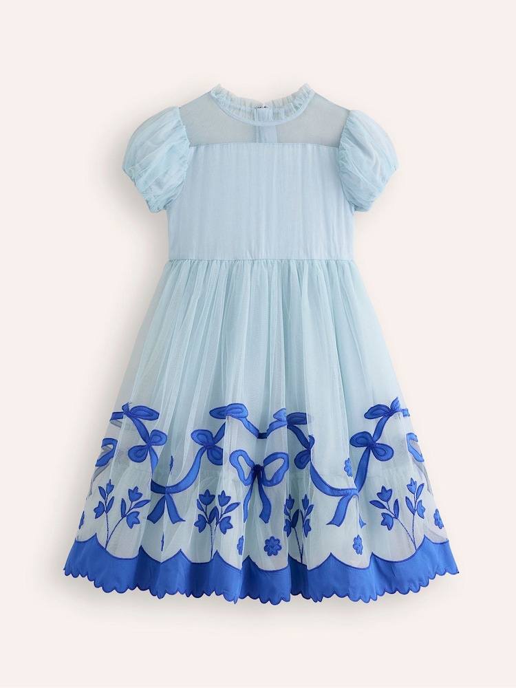 Boden Blue Appliqué Hem Tulle Dress - Image 1 of 3