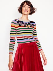 Boden Blue Embroidered Floral Print Jumper - Image 1 of 6