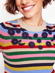 Boden Blue Embroidered Floral Print Jumper - Image 2 of 6