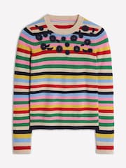 Boden Blue Embroidered Floral Print Jumper - Image 5 of 6