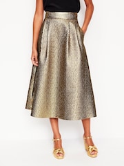 Boden Gold Angelica Jacquard Skirt - Image 1 of 5