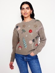 Boden Grey Embellished Jumper - Image 1 of 6