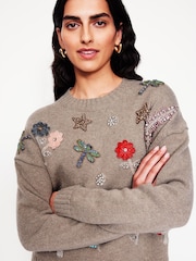 Boden Grey Embellished Jumper - Image 2 of 6