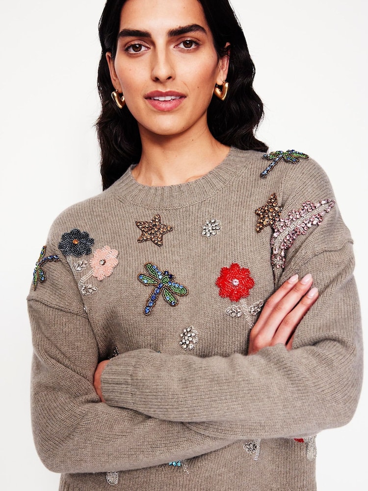 Boden Grey Embellished Jumper - Image 2 of 6