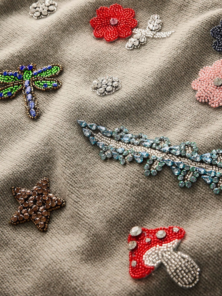 Boden Grey Embellished Jumper - Image 6 of 6 Boden Grey Embellished Jumper - Image 6 of 6
