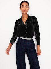Boden Black Jewel Button Velvet Shirt - Image 1 of 5