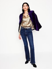 Boden Gold Ruffle Collar Party Blouse - Image 4 of 5