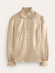 Boden Gold Ruffle Collar Party Blouse - Image 5 of 5