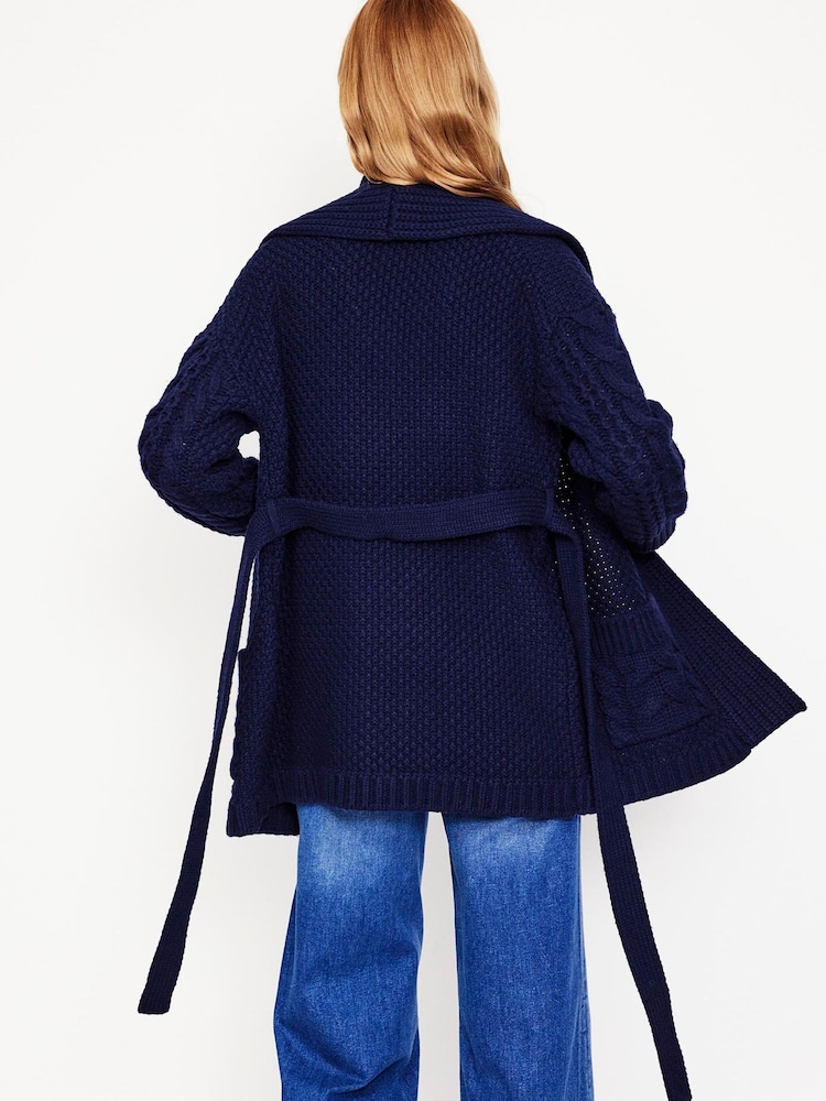 Boden Blue Cable Belted Cardigan - Image 4 of 6