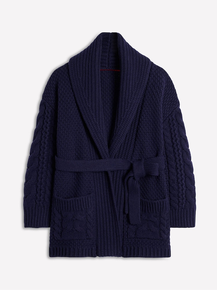 Boden Blue Cable Belted Cardigan - Image 5 of 6