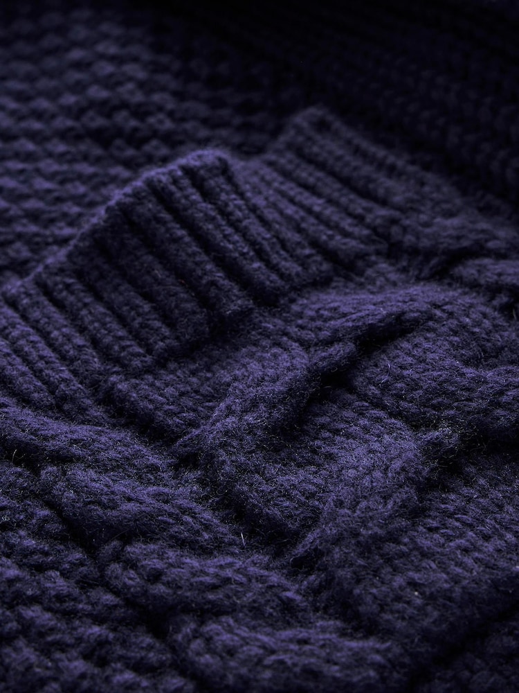 Boden Blue Cable Belted Cardigan - Image 6 of 6