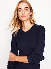 Boden Blue Button Shoulder Knitted Dress - Image 2 of 6