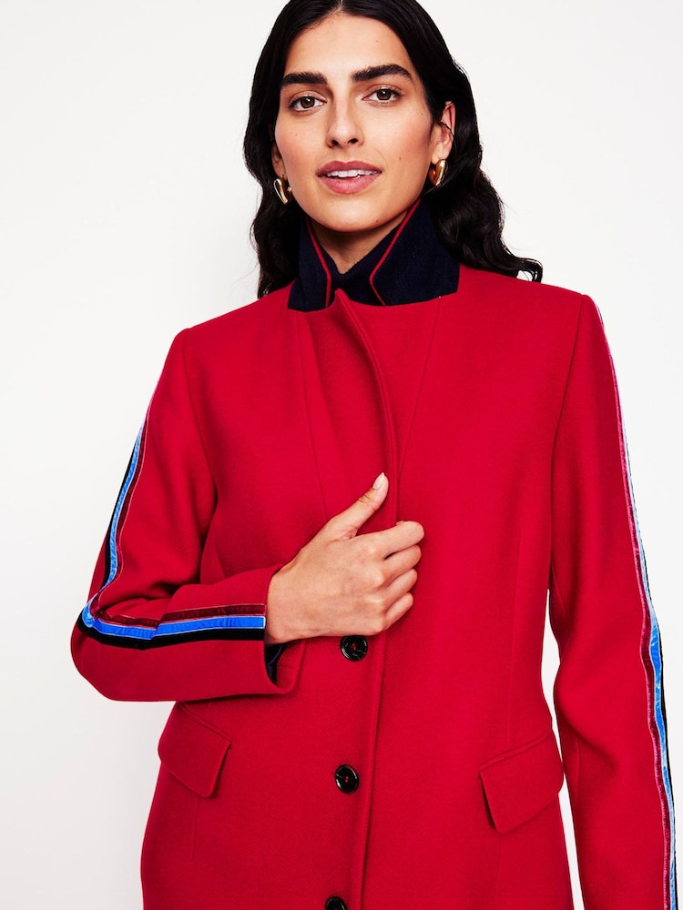 Boden Red Side Stripe Midi Coat - Image 2 of 5 Boden Red Side Stripe Midi Coat - Image 2 of 5
