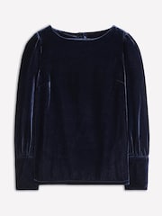 Boden Blue Button Back Velvet Top - Image 5 of 5
