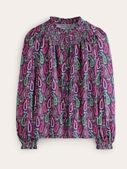 Boden Pink Fay Smocked Jersey Shirt - Image 5 of 5