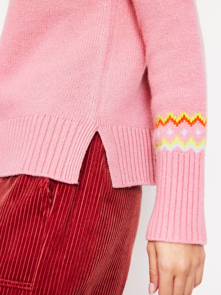 Boden Pink Cashmere Fair Isle Pattern Jumper - Image 2 of 6 Boden Pink Cashmere Fair Isle Pattern Jumper - Image 2 of 6