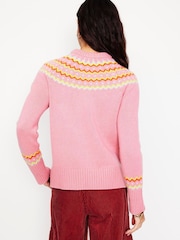 Boden Pink Cashmere Fair Isle Pattern Jumper - Image 3 of 6