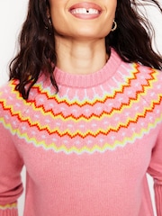 Boden Pink Cashmere Fair Isle Pattern Jumper - Image 4 of 6