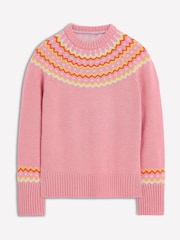 Boden Pink Cashmere Fair Isle Pattern Jumper - Image 5 of 6