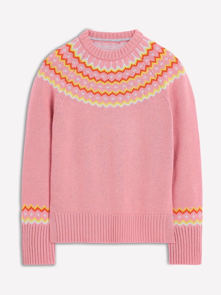 Boden Pink Cashmere Fair Isle Pattern Jumper - Image 5 of 6