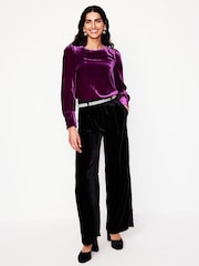 Boden Purple Button Back Velvet Top - Image 4 of 6