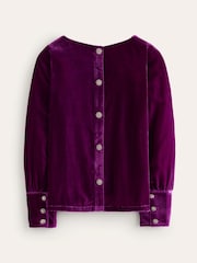 Boden Purple Button Back Velvet Top - Image 5 of 6