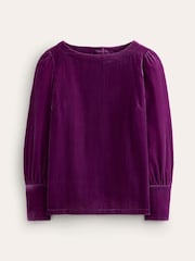 Boden Purple Button Back Velvet Top - Image 6 of 6