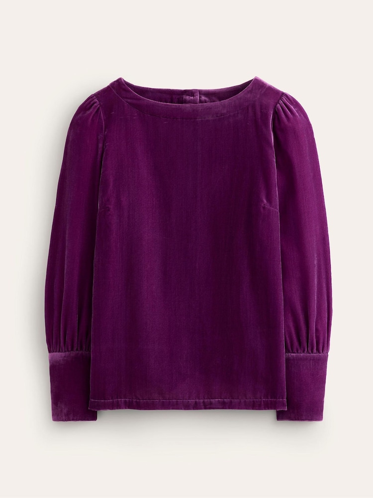 Boden Purple Button Back Velvet Top - Image 6 of 6