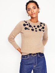Boden Brown Embroidered Floral Print Jumper - Image 1 of 6