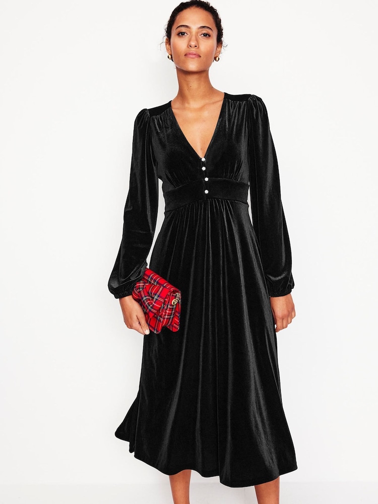 Boden Black Jocelyn Velvet Tea Dress - Image 1 of 5