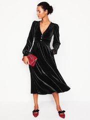 Boden Black Jocelyn Velvet Tea Dress - Image 4 of 5