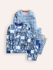 Boden Blue Snug Arctic Animals Twin Pack 100% Cotton Pyjamas - Image 1 of 2