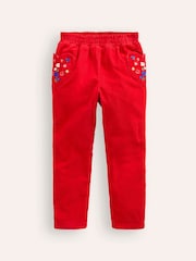 Boden Red Lined Co-ord Pull On 100% Cotton Trousers - Image 1 of 3