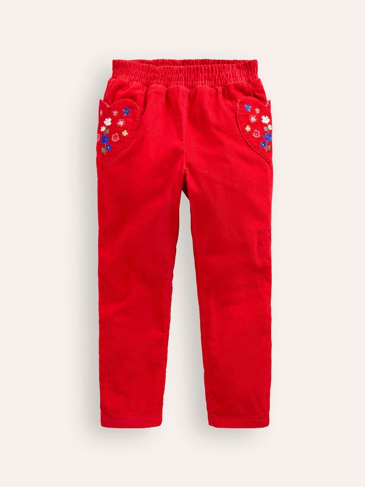 Boden Red Lined Co-ord Pull On 100% Cotton Trousers - Image 1 of 3