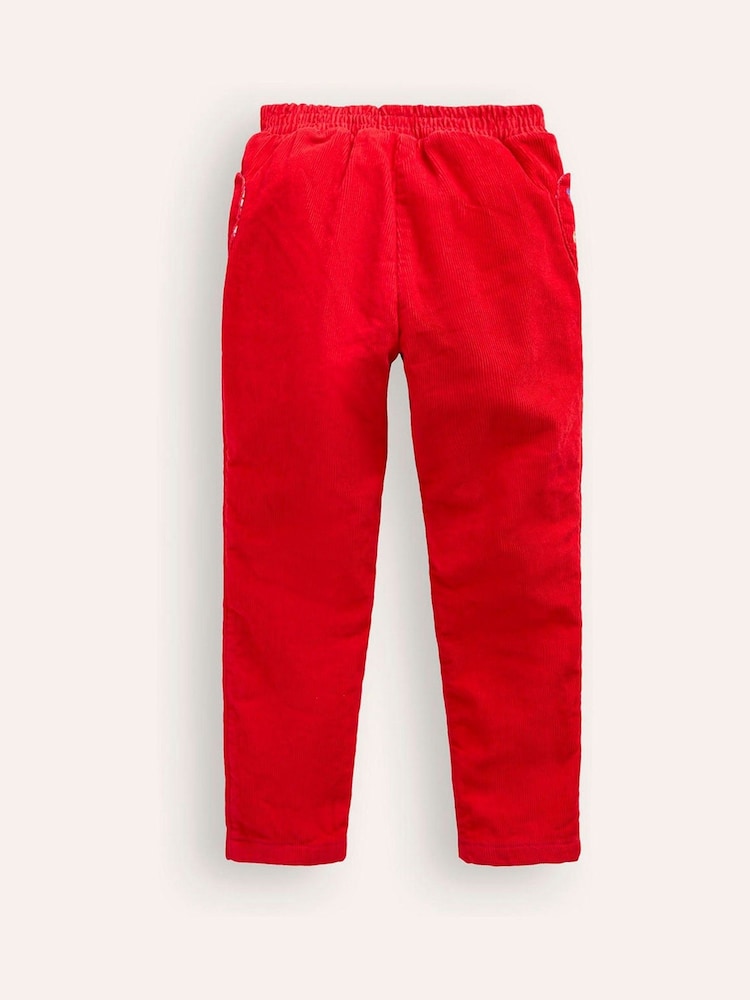 Boden Red Lined Co-ord Pull On 100% Cotton Trousers - Image 2 of 3