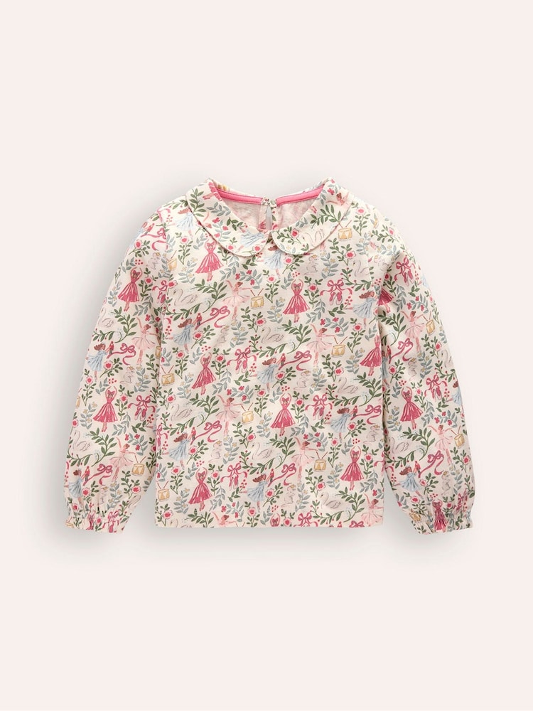 Boden Cream Collared Jersey 100% Cotton Top - Image 1 of 3