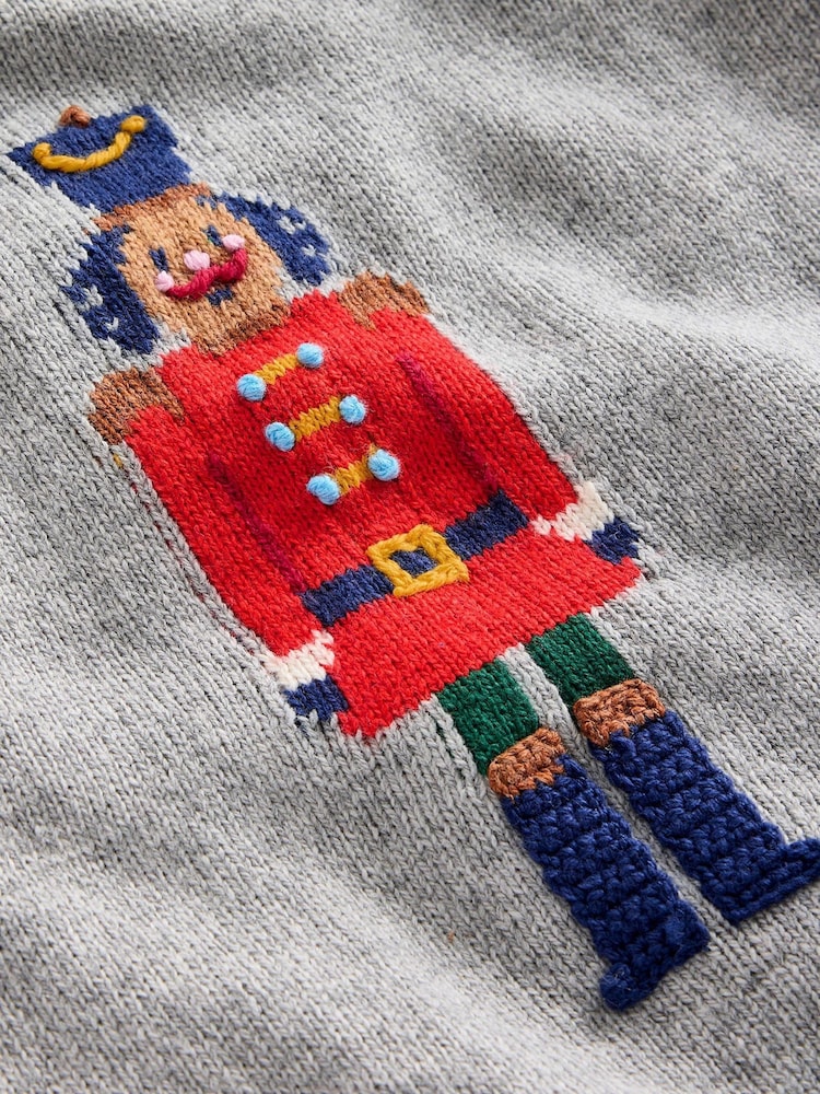 Boden Grey Festive Nutcracker Christmas Jumper - Image 3 of 3