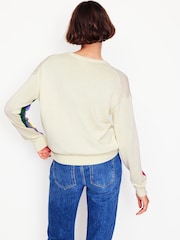 Boden Cream Lara Relaxed 100% Cotton Jumper - Image 3 of 6