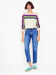 Boden Cream Lara Relaxed 100% Cotton Jumper - Image 4 of 6