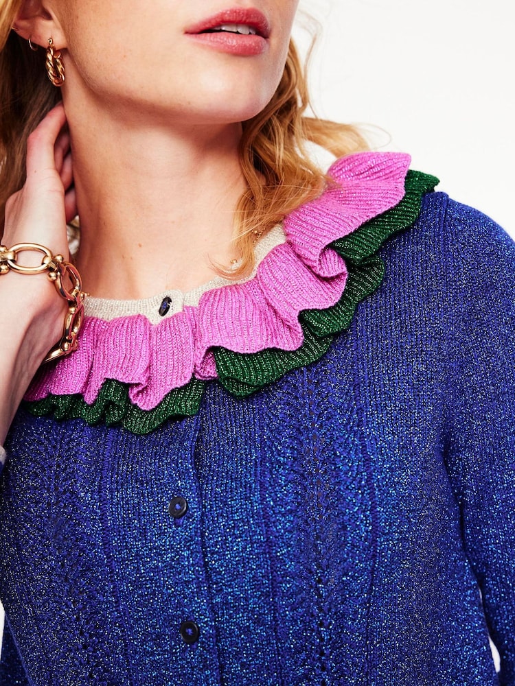 Boden Blue Sparkly Collared Cardigan - Image 2 of 6 Boden Blue Sparkly Collared Cardigan - Image 2 of 6