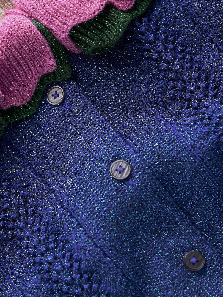 Boden Blue Sparkly Collared Cardigan - Image 6 of 6 Boden Blue Sparkly Collared Cardigan - Image 6 of 6