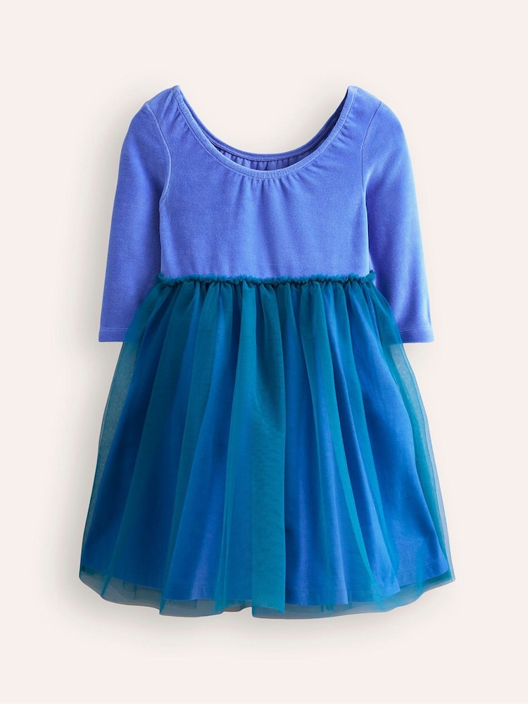 Boden Blue Velvet Christmas Festive Tulle Appliqué Dress - Image 2 of 3 Boden Blue Velvet Christmas Festive Tulle Appliqué Dress - Image 2 of 3