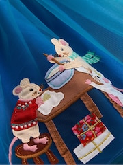 Boden Blue Velvet Christmas Festive Tulle Appliqué Dress - Image 3 of 3