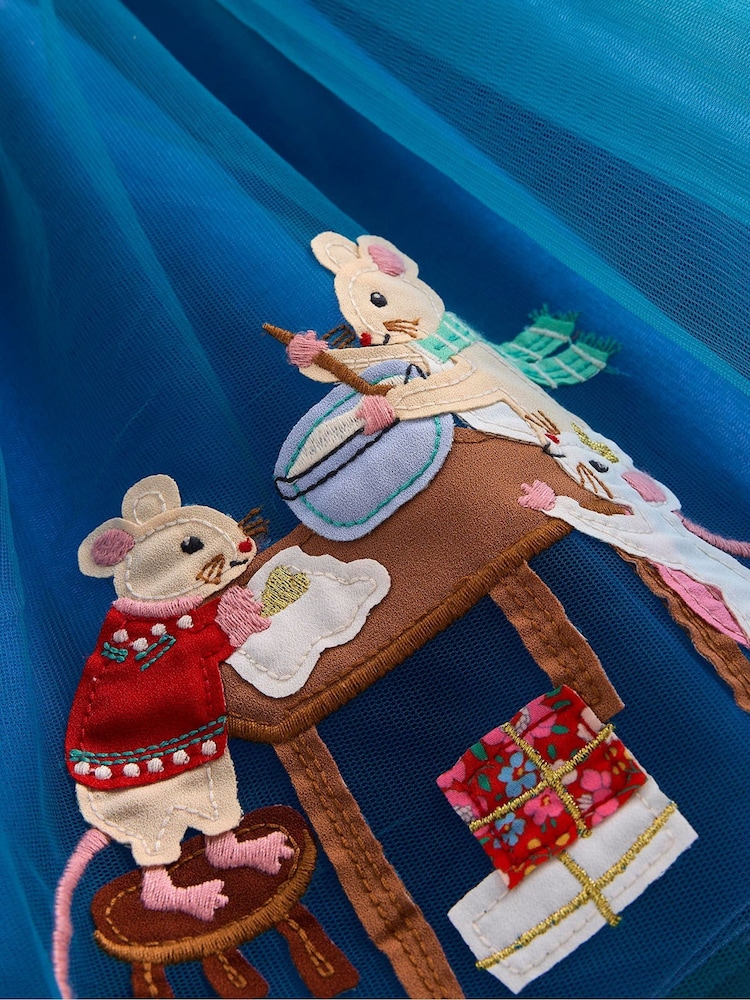 Boden Blue Velvet Christmas Festive Tulle Appliqué Dress - Image 3 of 3 Boden Blue Velvet Christmas Festive Tulle Appliqué Dress - Image 3 of 3