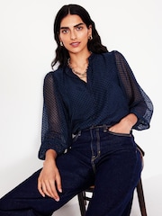 Boden Blue Theodora Devore Blouse - Image 1 of 5