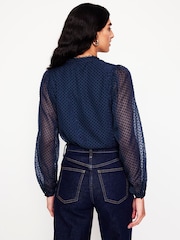 Boden Blue Theodora Devore Blouse - Image 2 of 5