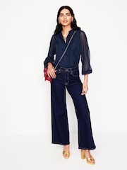 Boden Blue Theodora Devore Blouse - Image 3 of 5