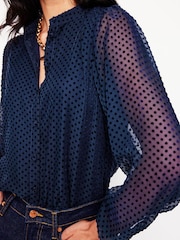 Boden Blue Theodora Devore Blouse - Image 4 of 5