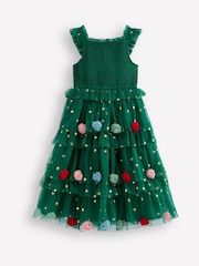 Boden Green Maude Ruffle Christmas Tree Tulle Dress - Image 1 of 3