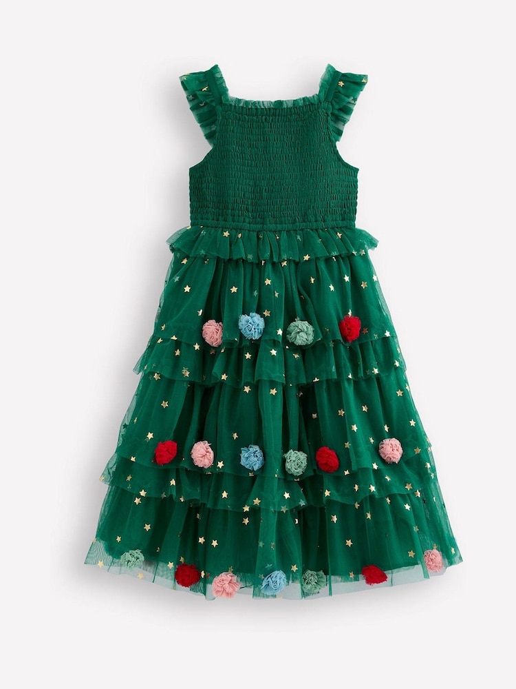 Boden Green Maude Ruffle Christmas Tree Tulle Dress - Image 1 of 3